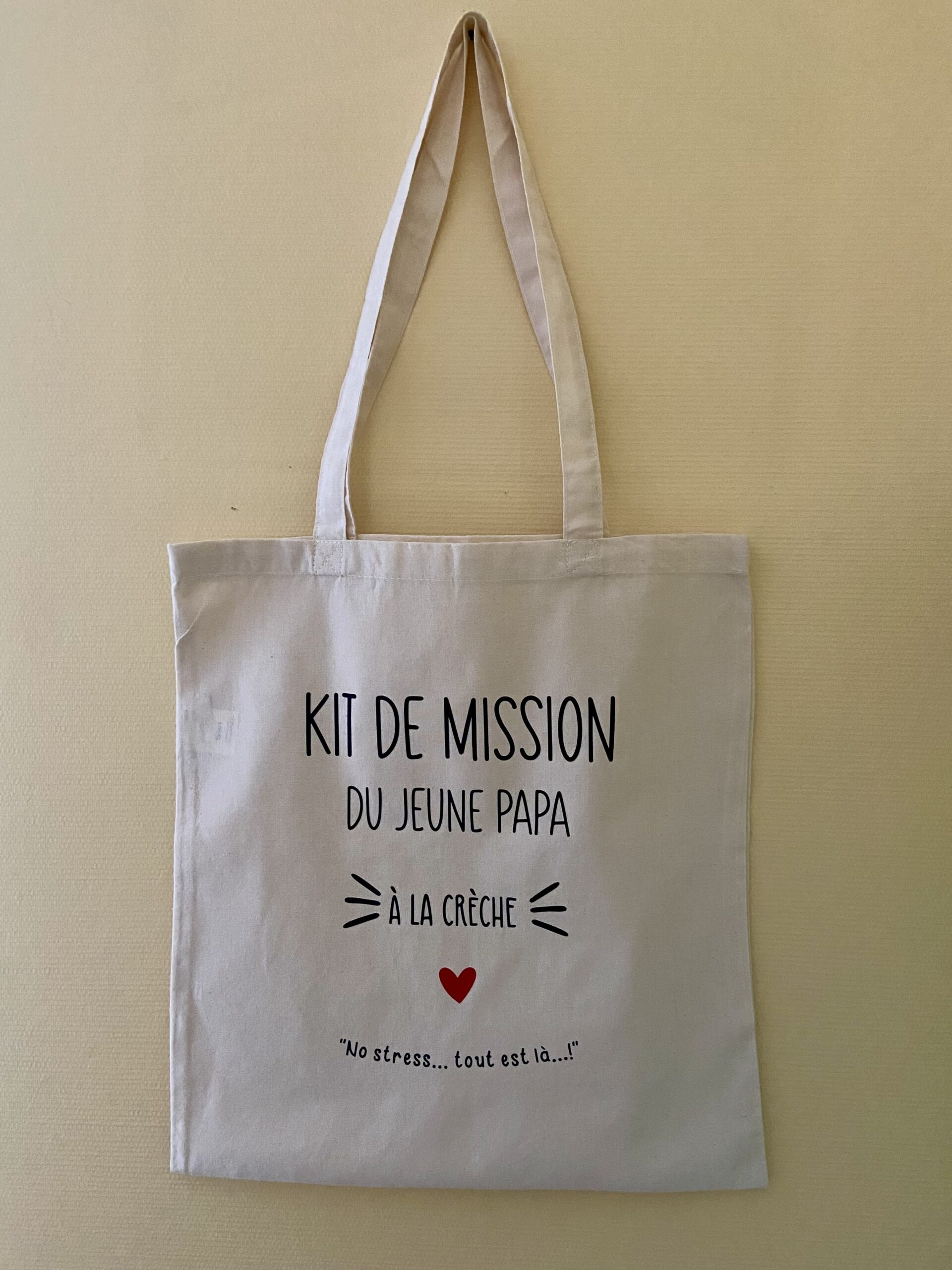 tote bag "kit de mission" a la crèche/chez nounou papa tote bag "kit de mission" a la crèche/chez nounou papa