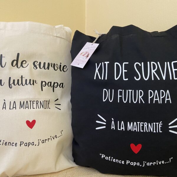 tote bag "kit de survie" maternité