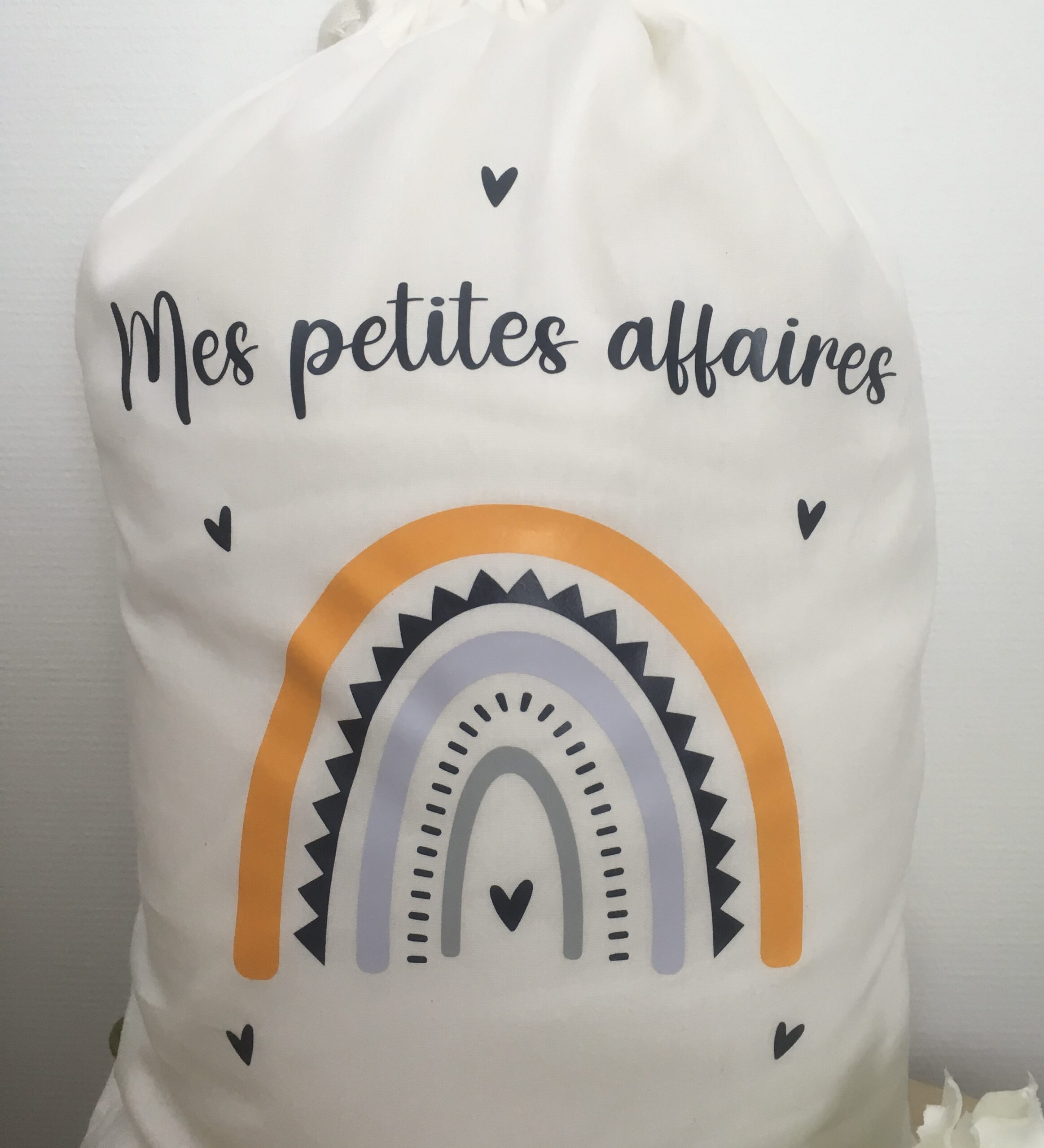 pochon coton bio petites affaires Pochon petites affaires personnalisé en coton biologique pour enfant par Just for Baby Créations