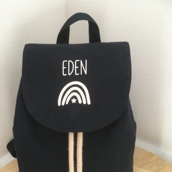 Sac à dos enfant personnalisé au prénom en coton biologique par Just for Baby Créations