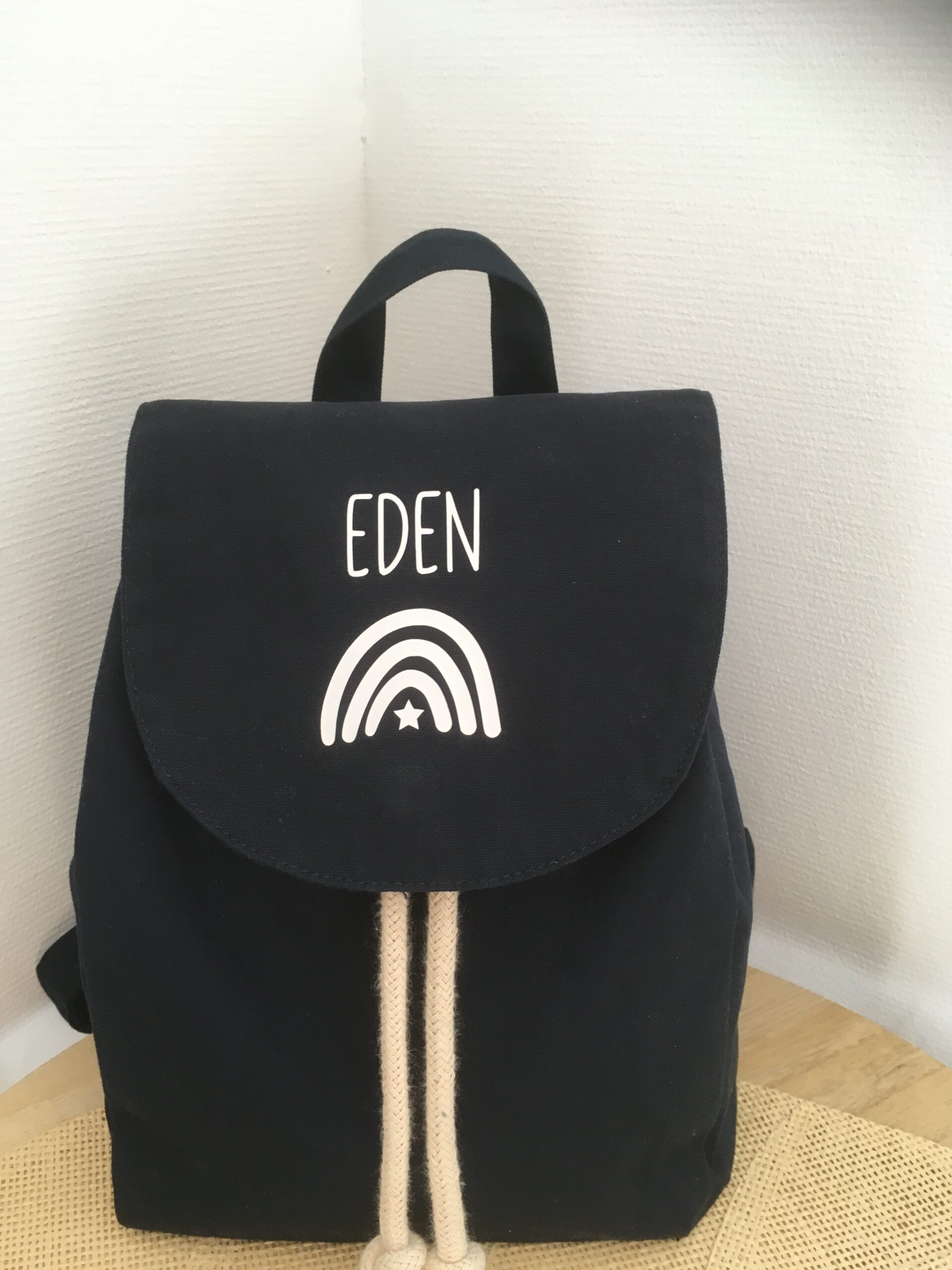 auto draft Sac à dos enfant personnalisé au prénom en coton biologique par Just for Baby Créations