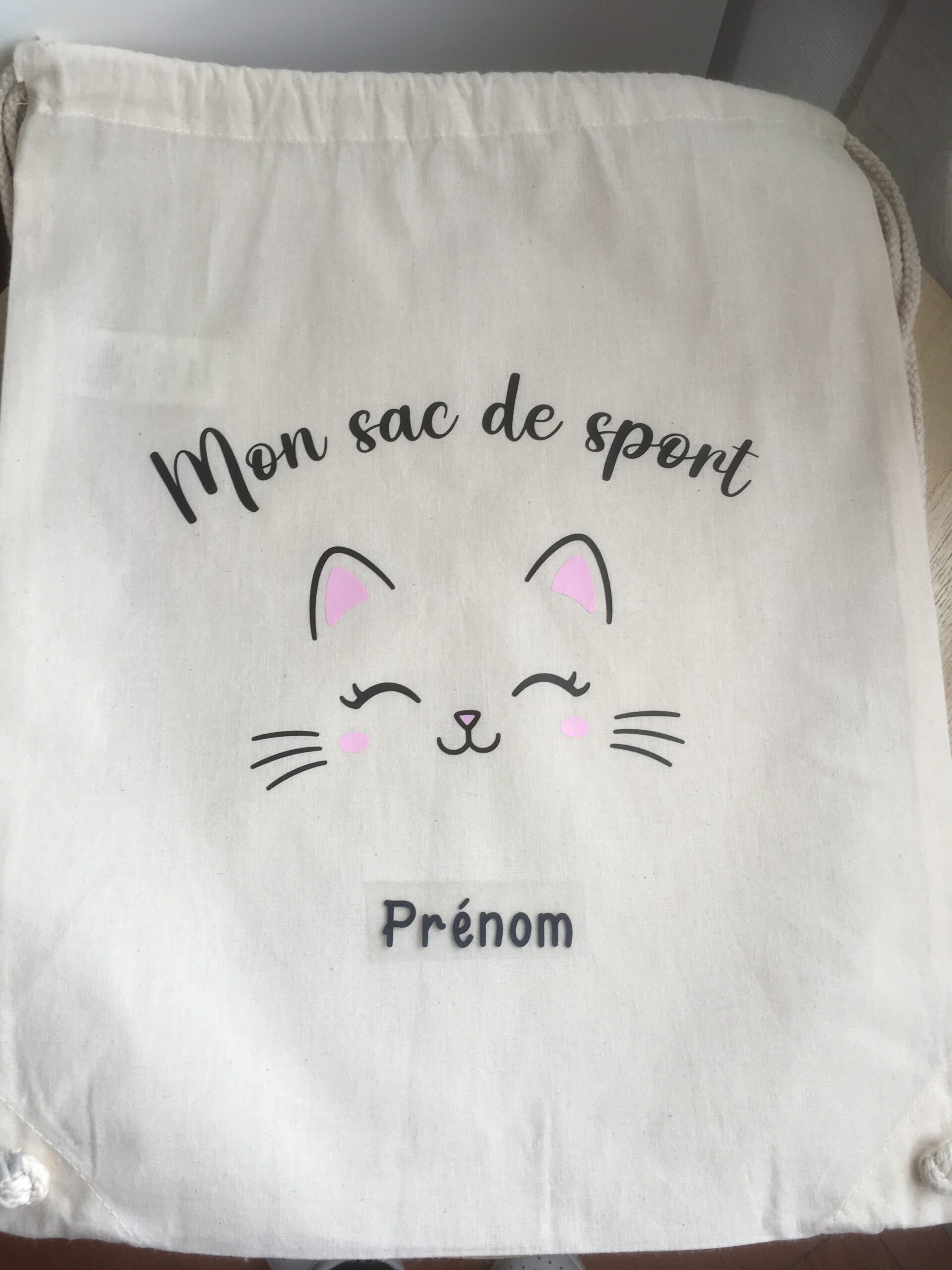 sac à dos fourre tout personnalisé en coton – sport & loisirs Sac à dos fourre-tout personnalisé avec prénom