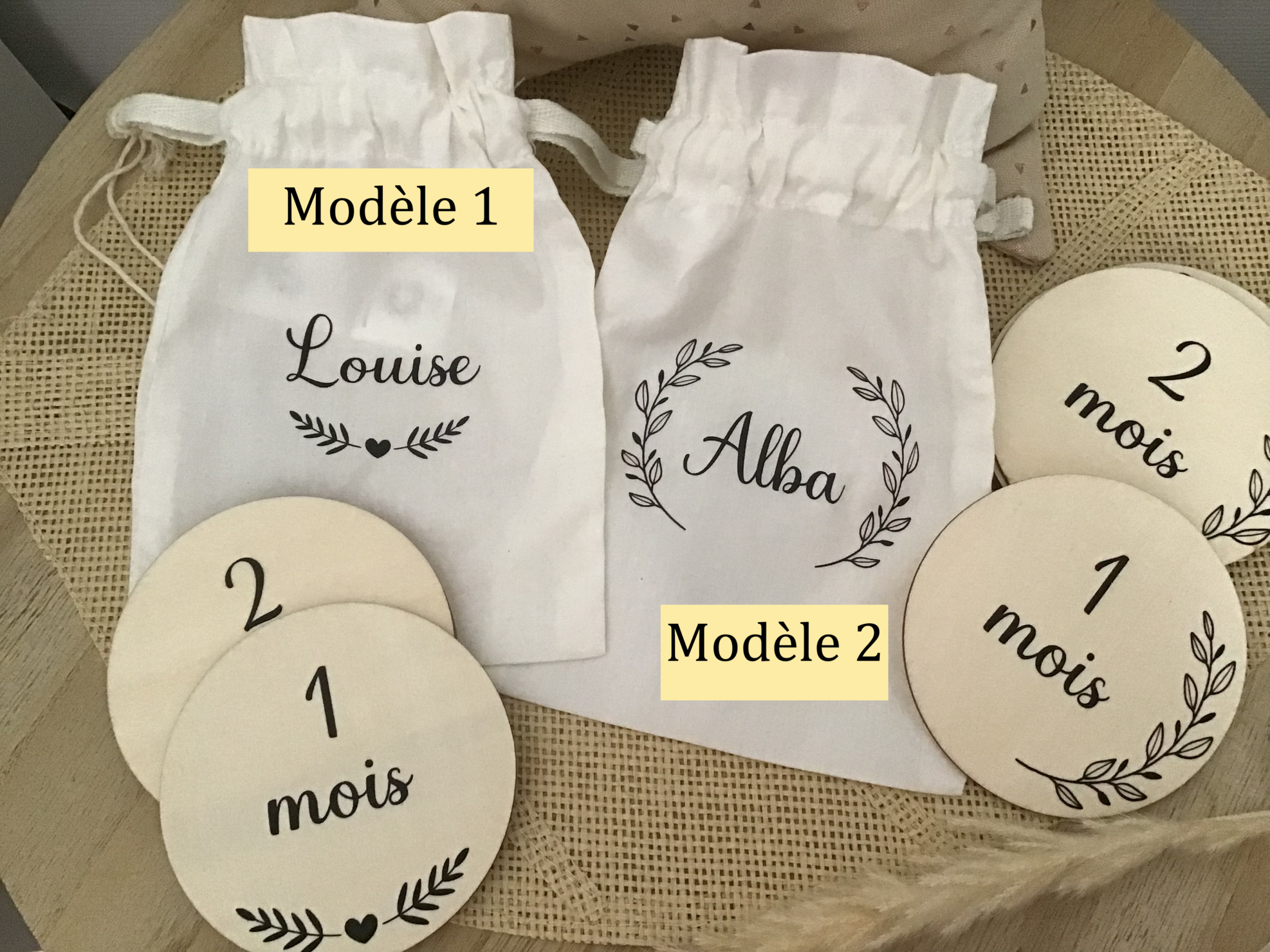 auto draft Cartes étapes bébé bois naturel 1 à 12 mois modèles par Just for Baby Créations